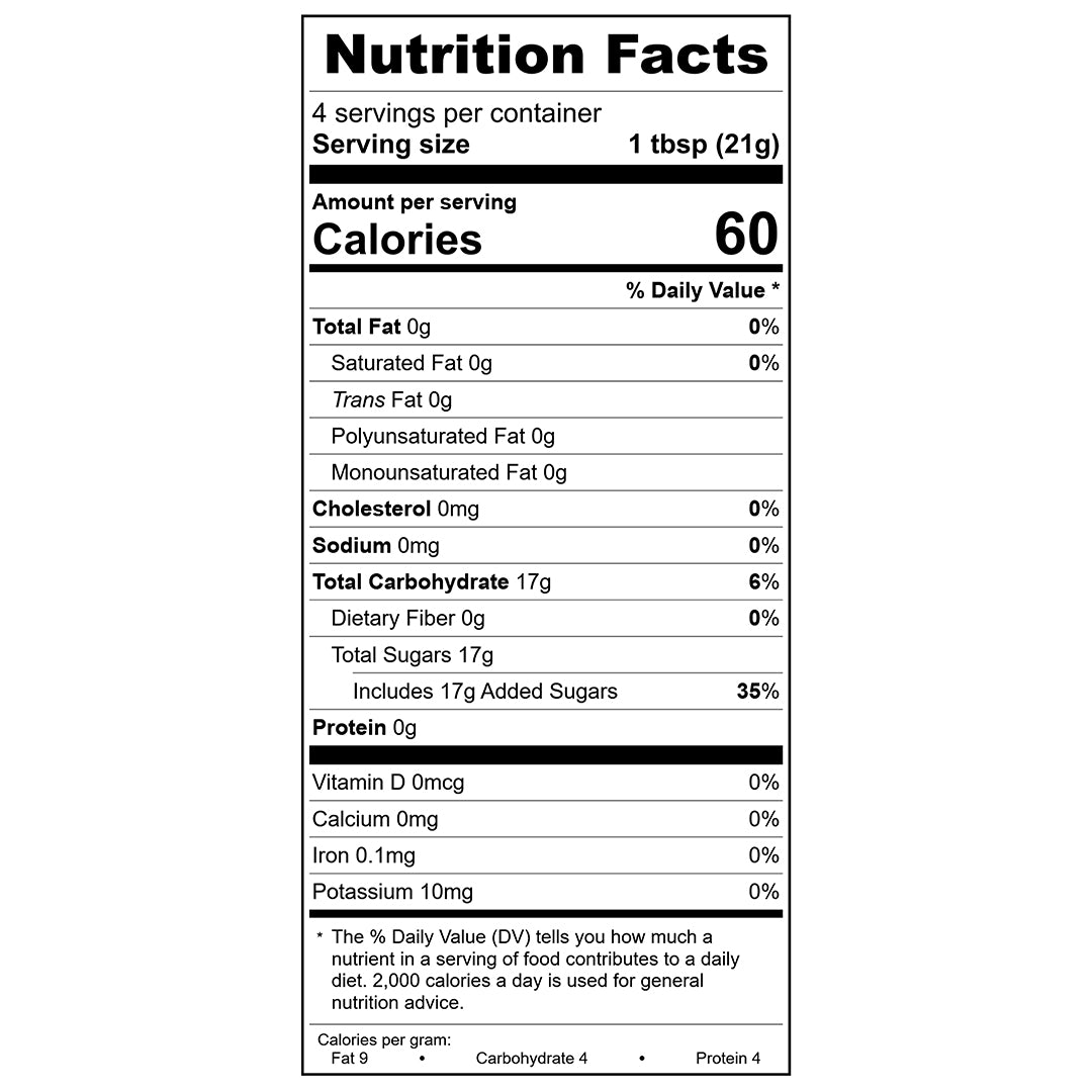 Peppermint Whipped Honey Nutrition Facts