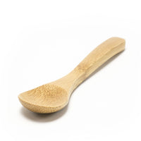 The Bamboo Salt Spoon Mini is a light-colored, Moso bamboo spoon with a rounded bowl and smooth handle—ideal for salt accessories.