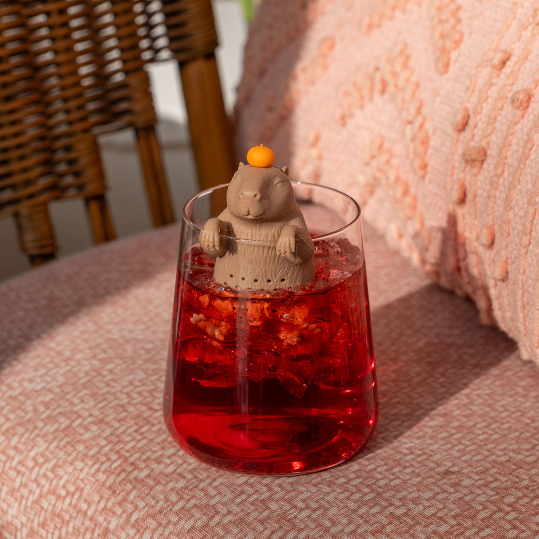 Capybarahhh Infuser in glass of iced tea