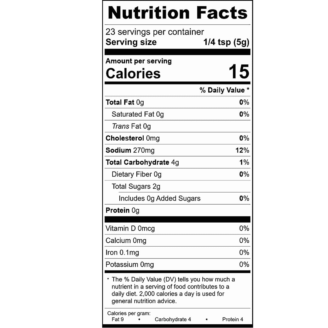 Chef's Choice Steak Rub Nutrition Facts