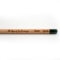 Herb Pencils are sustainable and feature a green eraser tip, engraved with The Spice & Tea Exchange, Thyme, and Sprout—plant them after use to grow your own herbs.