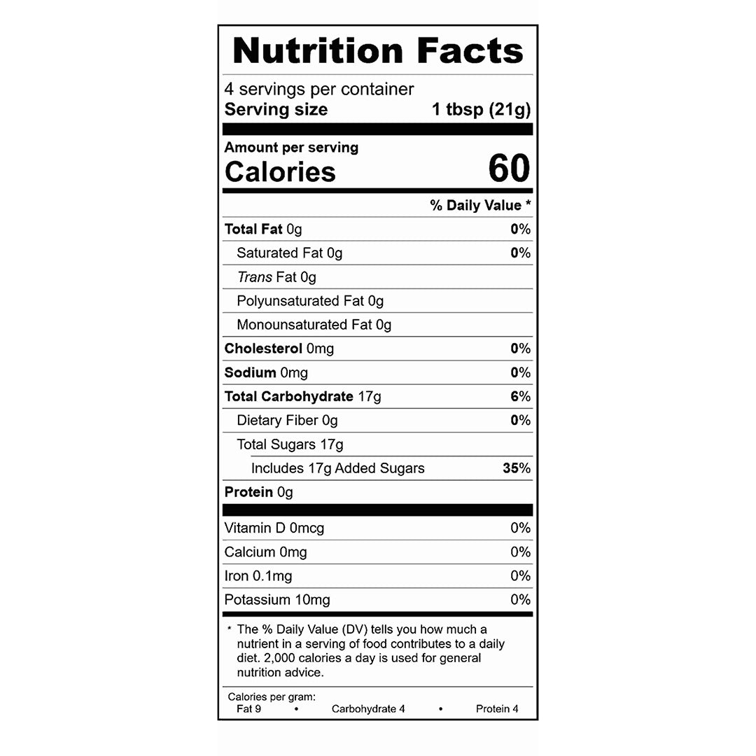 Arbol Chile Honey Jar Nutrition Facts