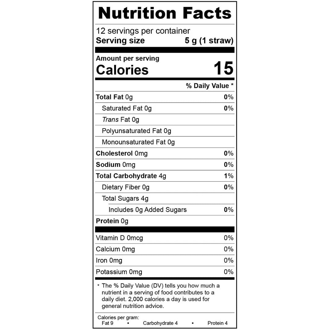 Blackberry Blossom Honey Straws Nutrition Facts