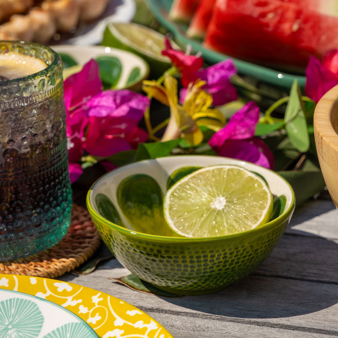 Lime Dip Bowl on outdoor table setting