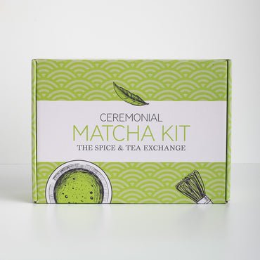 Ceremonial Matcha Kit packaging with green and white design on a white background