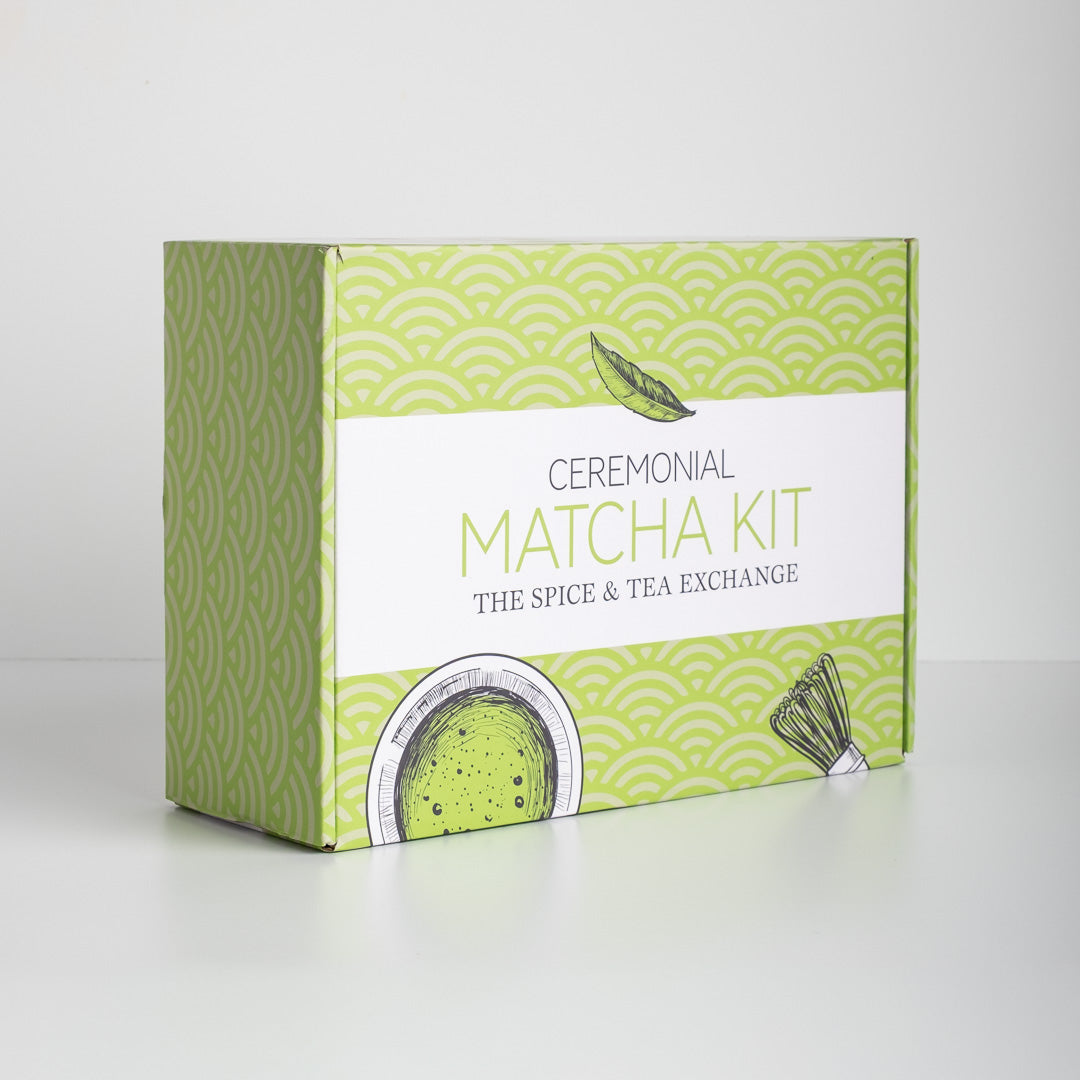 Ceremonial Matcha Kit packaging with green and white design on a white background