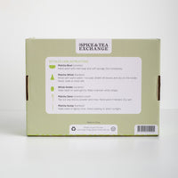 Box with care instructions and branding on a white background