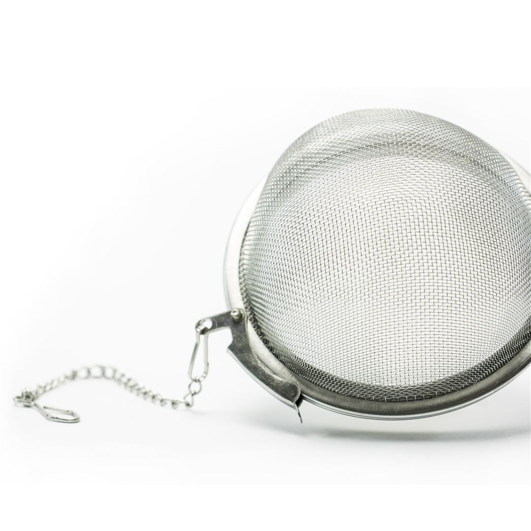 The Mesh Ball Infuser is a metal loose leaf tea infuser with fine mesh and a small attached chain, shown on a white background.