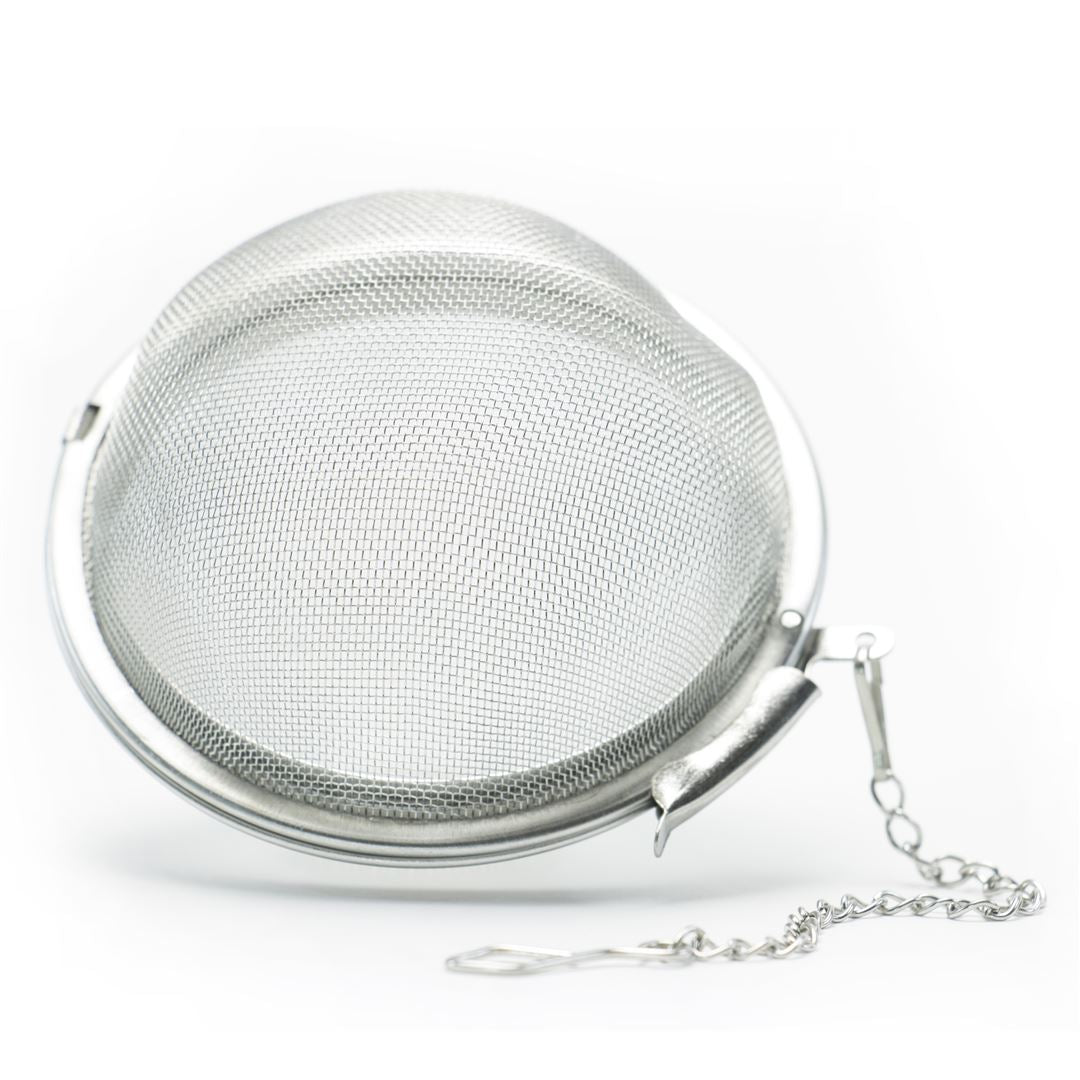 The Mesh Ball Infuser is a metal mesh loose leaf tea infuser with a latch closure and a small chain, shown on a white background.