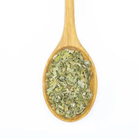 A wooden spoon filled with Organic Catnip is displayed on a white background.