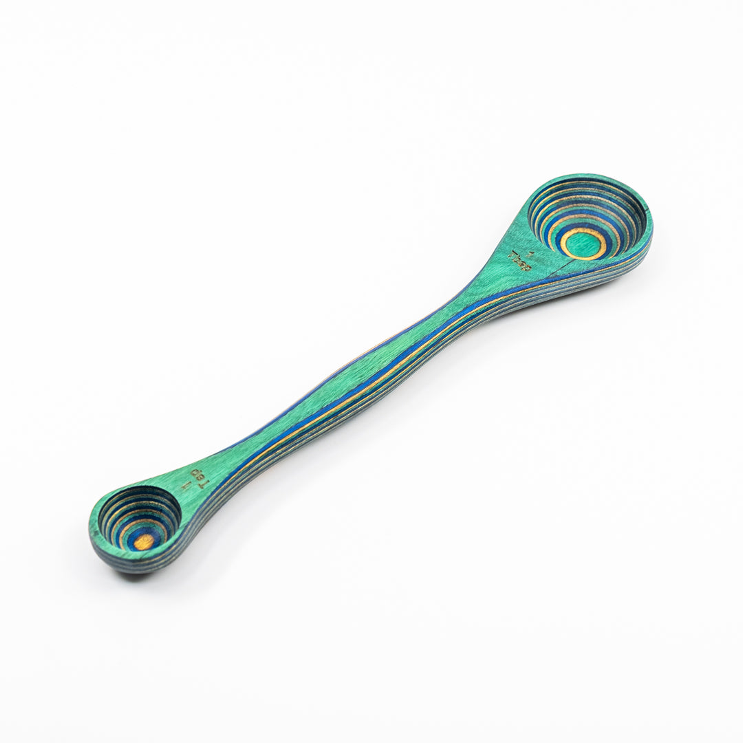 Peacock double-ended spoon with 1 tsp and 1 tbsp on each side - view 1