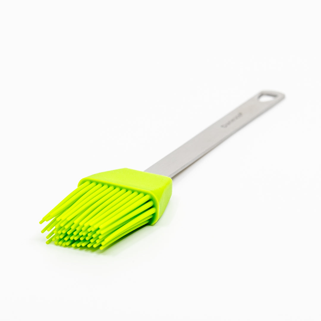 Mini Basting Brushes in green silicone with stainless steel handles, ideal grilling gifts, displayed on a white background.