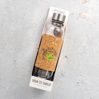The Urban Tea Tumbler is a sleek, eco-friendly tea bottle that comes in a box.