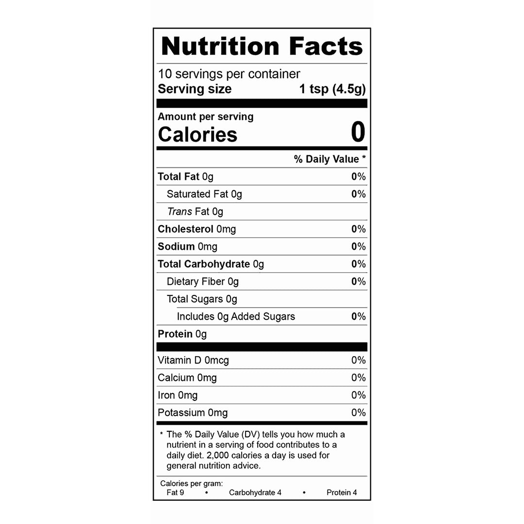 Wild Blueberry Monk Fruit Sweetener Nutrition Factts